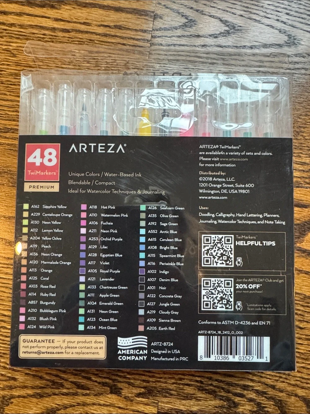 Arteza 48-Color Dual Tip Brush & Fine Tip Marker Set - Assorted Colors